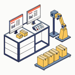 Automated factory with robotic arm