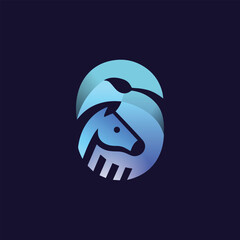 Gradient Horse Logo and Leaf