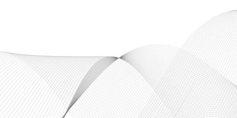 Abstract background with silver, grey and white smoky wave lines on white paper wave background. Gray and white digital technology wavy curve lines background.	