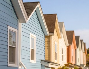 Fototapeta premium Row of colorful houses, vibrant colored facades