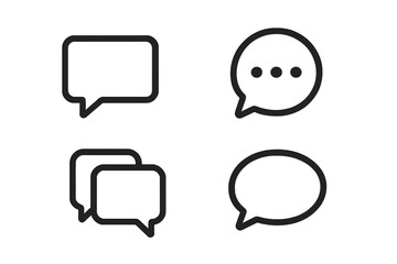 Speech bubble vector icon set. Chat bubbles, message, dialogue, and comment outline symbols. Communication and conversation concept for social media, apps, and web design.
