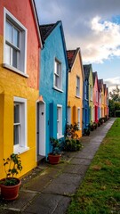 Naklejka premium Row of colorful houses, vibrant colored facades