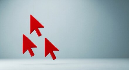 Red cursor pointers click icon graphic design elements for website and presentation background template