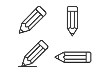 Pencil line icon set. Simple outline vector illustration. Edit, write, draw symbol. School, education, office stationery concepts. Minimalist pictogram collection isolated.