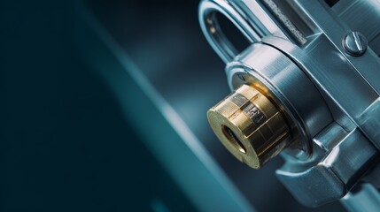 Metal door lock close up detailed view of secure door mechanism metal door lock - detailed view of secure door mechanism