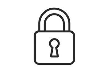 Padlock icon in a simple line art style. Concept for security, safety, protection, and privacy. Secure lock symbol for password access, web design, app, and UI element.