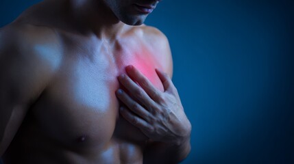 Red spot on man s chest potential health symptom visible of man s chest red mark suggesting skin condition