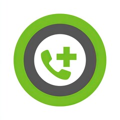 Fototapeta premium Healthcare Phone Icon with Plus Sign in Green and Black Circle