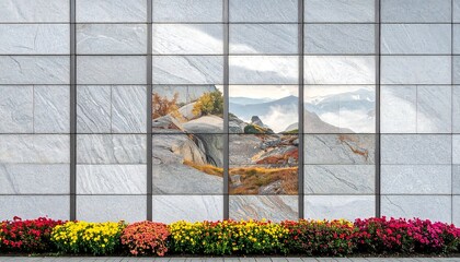Modern facade with nature scene