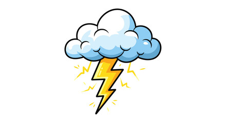 Cartoon Cloud with Lightning Bolt Weather Illustration. © Rizal