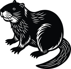 Fototapeta premium The tribal vector illustration depicts a silhouette of a cartoon squirrel and a black cat head as a tattoo logo or mascot symbol