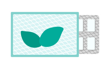 Peppermint chewing gum blister packaging illustration in flat style.