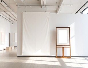 Modern gallery interior with blank display