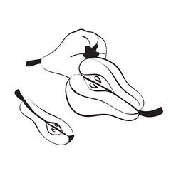 Pears in doodle style. Compositions of ripe fruits. Vector illustration on white background.