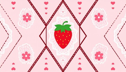Strawberry pattern on pink background (2)