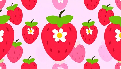 Strawberry pattern on light pink