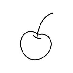 Simple cherry outline drawing art on transparent background