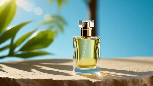 bottle of perfume tropical scene