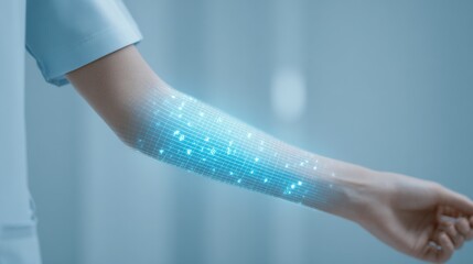 A person's arm is covered in blue dots