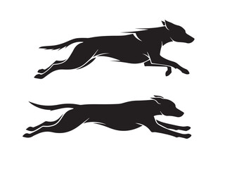 Obraz premium Dynamic greyhound silhouette isolated on white background, capturing the speed, agility, and grace of the racing dog, embodying athleticism and competitive spirit in motion