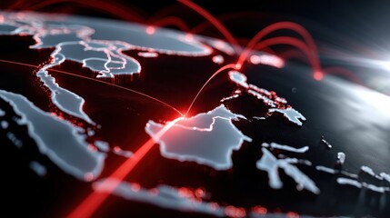 A globe with red lines coming out of it