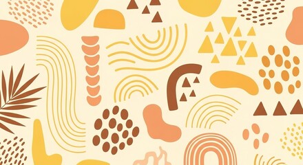 Hand Drawn Abstract Organic Shapes Pattern.