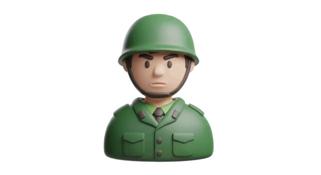 Cartoon Soldier Character in Military Uniform and Helmet.