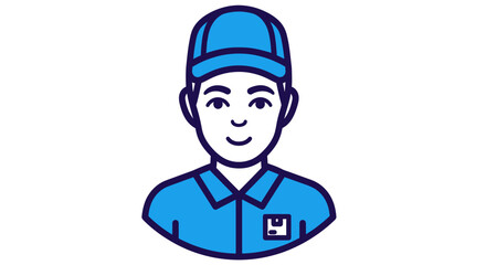 Fototapeta premium Cartoon illustration of a smiling man wearing a blue cap and uniform.