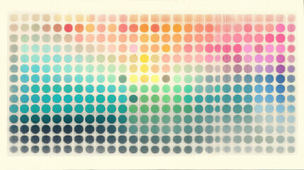 Abstract colorful dot gradient pattern with rainbow hues, soft tones and grid texture, ideal as wallpaper or design element for art, color theory, graphic design and creative projects