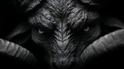 fearsome demon lurking in deep shadows unapproachable and ominous