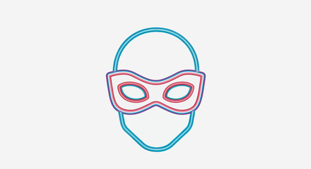 Obraz premium Stylized Neon Outline of a Masked Figures Head.