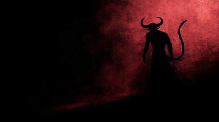 ominous terrifying demon silhouette in blackness surrounded by fearful stillness