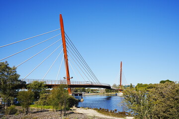 Boorloo Bridge over Swan River on Heirisson Island in Perth, Australia - オーストラリア パース ヘイリッソン島 スワン川にかかるブールルー橋