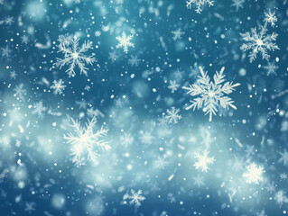 Winter snowflakes falling against the background
