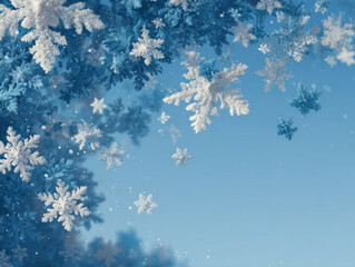 Winter snowflakes falling against the background