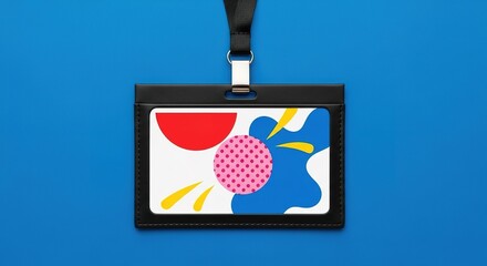 Abstract Badge Design on Blue Background for Identification.