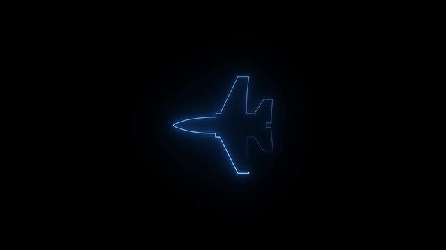 Plane landing on airport animation, Airplane take off at dusk 4k motion video . jen plane misail isolated on black background.