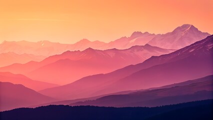 Obraz premium A beautiful mountain range with colorful sky during sunset or sunrise