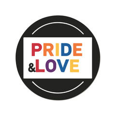 LGBTQ pride vector for National Coming Out Day with rainbow ribbon, heart hands, inclusive people, love is love typography, minimalistic bold flat vector shapes and celebration elements