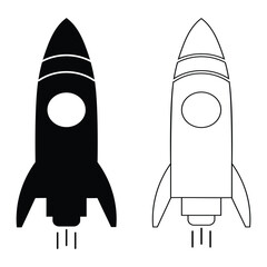 Rocket Icon Set – Business Startup, Launch, and Growth Symbol.