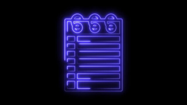 Neon glowing happy to do list reminder schedule with checklist on black background