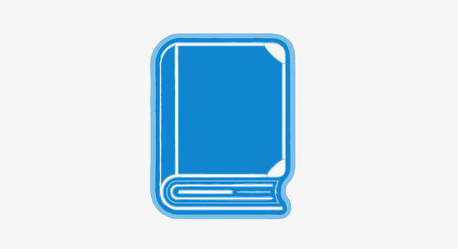 Blue Illustrated Book with White Outline and Rounded Corners.