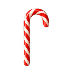 Colorful Red and White Striped Candy Cane on Transparent Background