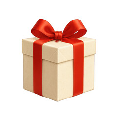 Decorative Gift Box With Red Ribbon Tied At The Top On Transparent Background