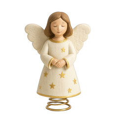 Delicate Angel Figurine with Wings and Stars in Soft Colors for Home Décor