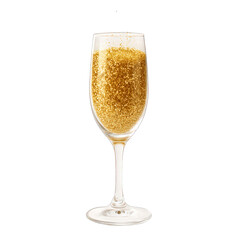 Elegant Champagne Glass with Golden Sparkles on a Transparent Background