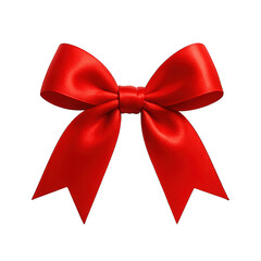 Elegant Red Satin Bow Decoration for Gift Wrapping on Transparent Background