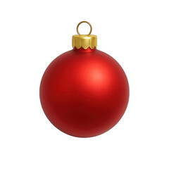 Glossy Red Christmas Ornament With Gold Top On Transparent Background
