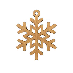 Intricate Wooden Snowflake Ornament with Transparent Background for Winter and Holiday Decor