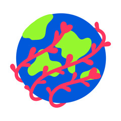 Fototapeta premium Kindness Spreading Vines on Earth Illustration, Global Growth Vector